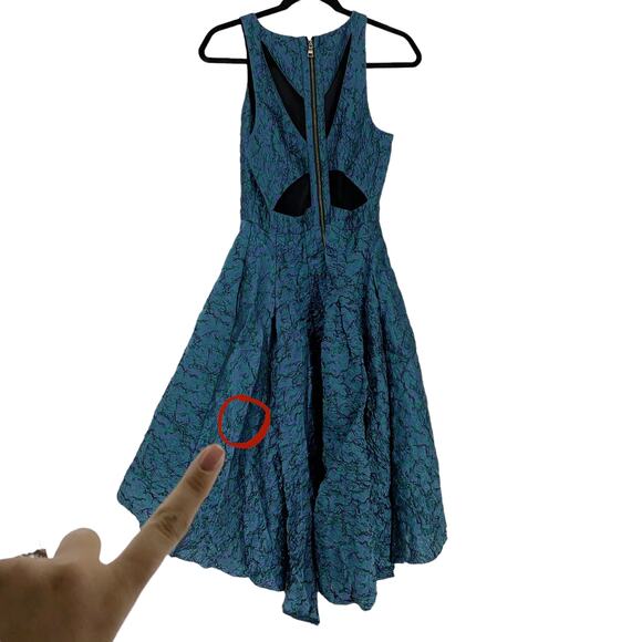 Sachin & Babi Dress Womens 2 Crystal Moon Blue Green High Low Cutout Back - Picture 9 of 15